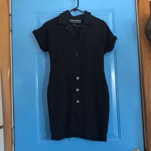 Button up linen dress